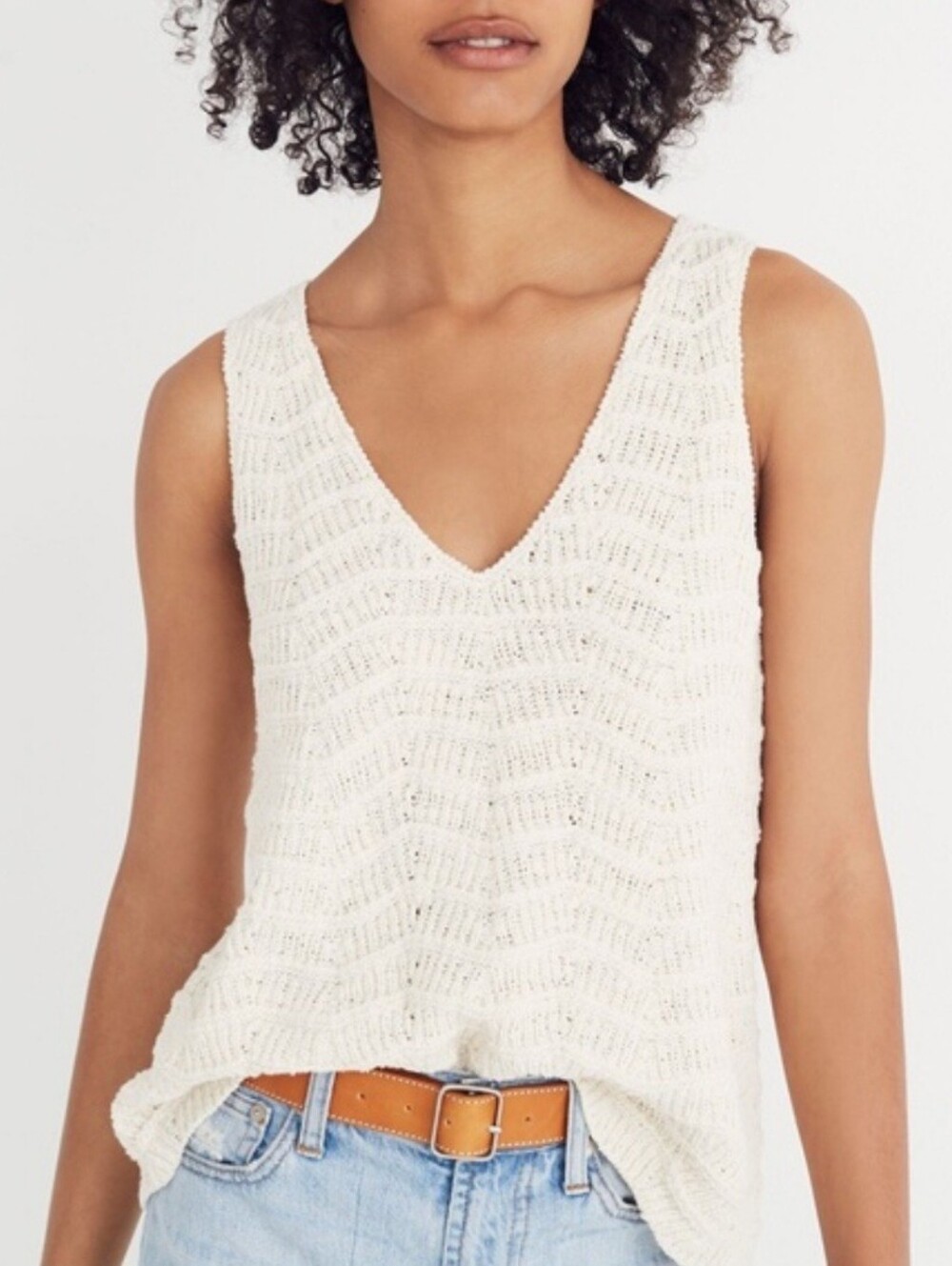 Madewell Cottagecore Crocheted Sweater Tank Vest Vintage Eggshell Open Knit ,S